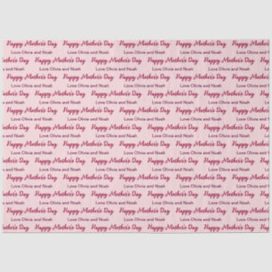 Papel De Seda Nome Rosa Pálido do Script de Dia de as mães Feliz
