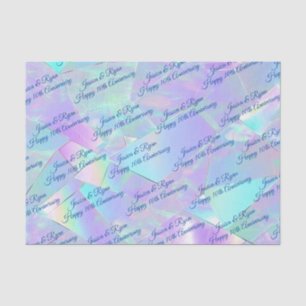 Papel De Seda Nomes Aniversário de Qualquer Ano Azul Script Irid