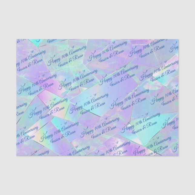 Papel De Seda Nomes Em Qualquer Ano Aniversário Iridescente de S (Frente )