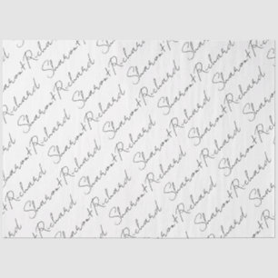 Papel De Seda Nomes no casamento da caligrafia em preto, branco