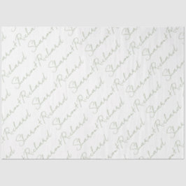 Papel De Seda Nomes no casamento de caligrafia verde-sábio