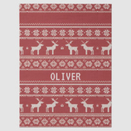 Papel De Seda Nordic Reindeer Knit Pattern Personalized