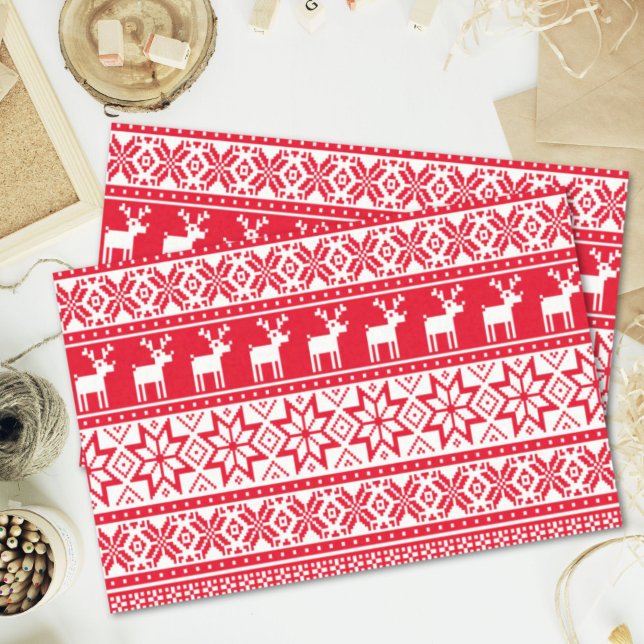 Papel De Seda Nórdico Reindeer Festa Feia de Natal (Nordic Reindeer Ugly Christmas Sweater Party Tissue Paper)