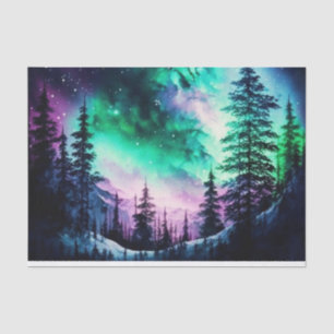 Papel De Seda Norte Celestial Aurora Borealis Acende Vívido