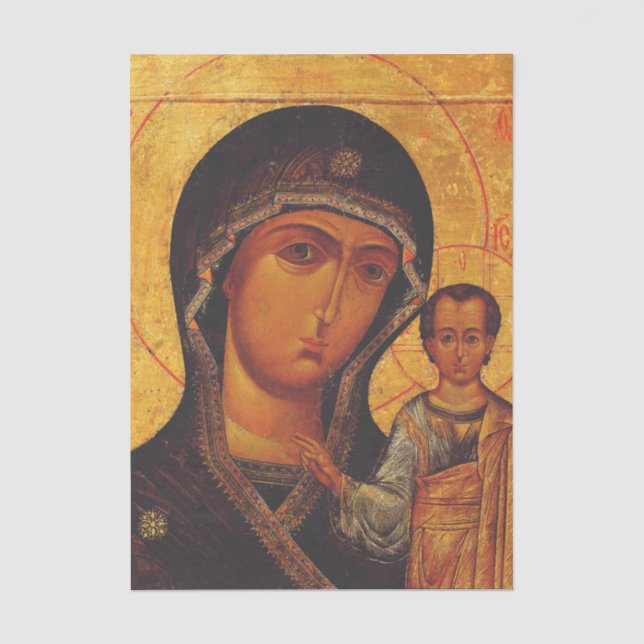 Papel De Seda Nossa Senhora do Ícone Ortodoxo de Kazan (Frente )