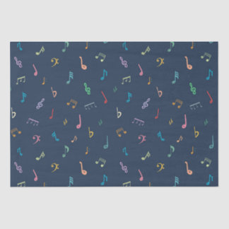 Papel De Seda Notas musicais azuis