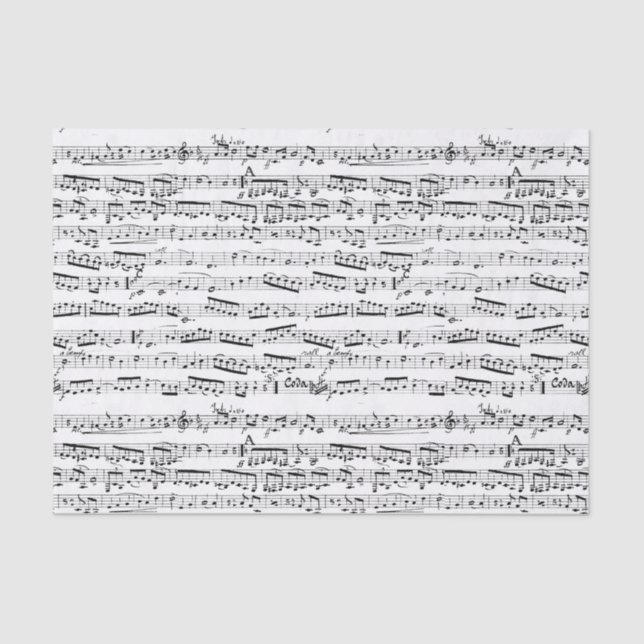 Papel De Seda Notas musicais preto e branco (Frente )