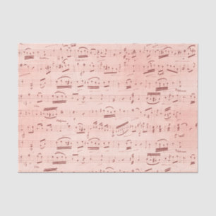 Papel De Seda Notas Musicais Vintage Rosa