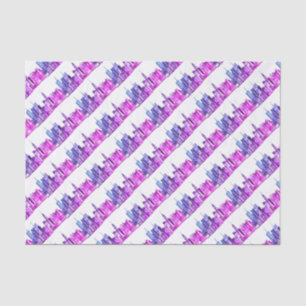 Papel De Seda Nova Iorque Purple Vintage Skyline Watercolor