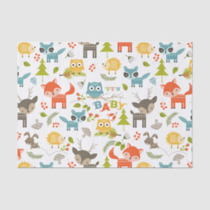 Papel De Seda Nova Tipografia De Bebês Com Animais De Madeira Cu