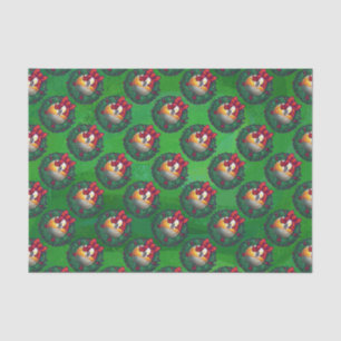 Papel De Seda Nove Ball in Wreath Pattern on Green