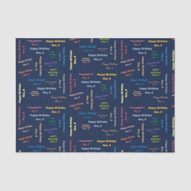 Papel De Seda Novembro, 8 de Aniversário (Frente )