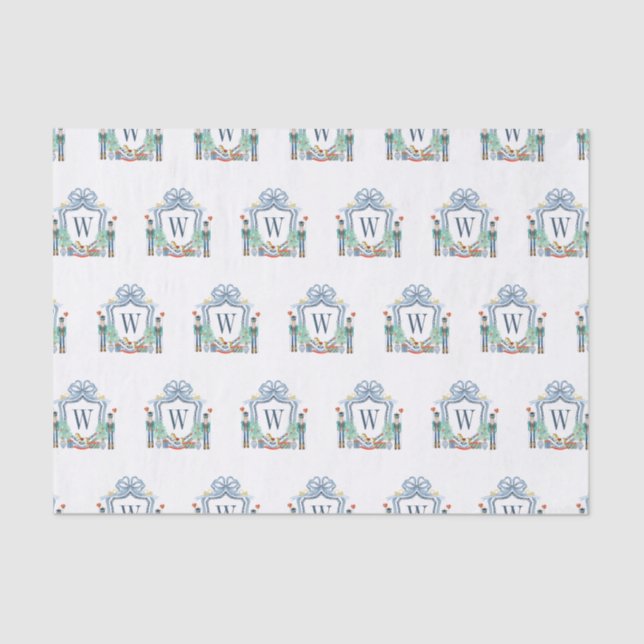 Papel De Seda Noz-Cacker Monograma Monograma Crest Natal (Frente )