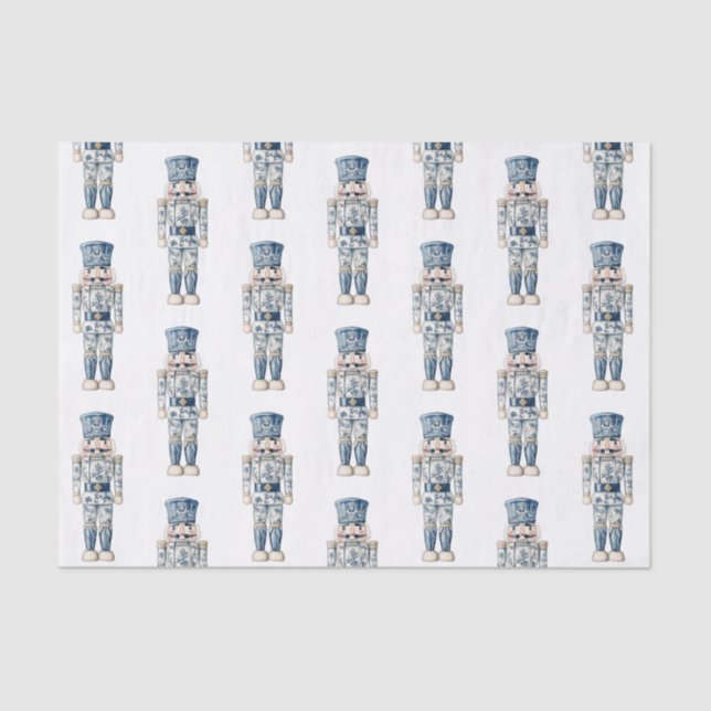 Papel De Seda Noz-craqueador de Natal Azul e Branco (Frente )