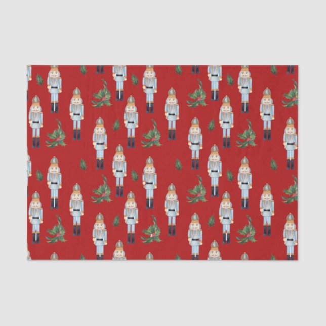 Papel De Seda Nozes Azuis de Natal em Vermelho (Frente )