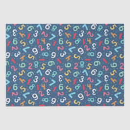Papel De Seda Números de cores bonitos Padrão Crianças Azuis
