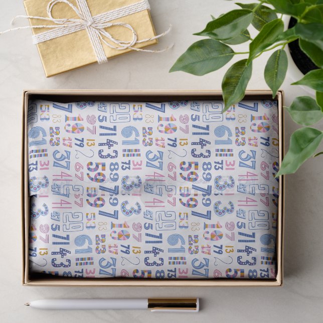 Papel De Seda Números Primos até 100 Branco (Presente)
