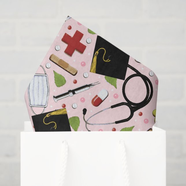 Papel De Seda Nurse Graduation Gift Tissue Paper (Sacola de presentes)