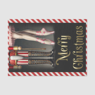 Papel De Seda Nutcracker e Ballerina Black Dourado Feliz Natal