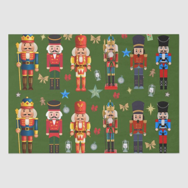 Papel De Seda Nutcracker padrão verde de brinquedo bonitinho (Frente )