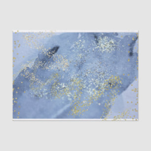 Papel De Seda Nuvem Azul Dourada Dupla de Aquarela