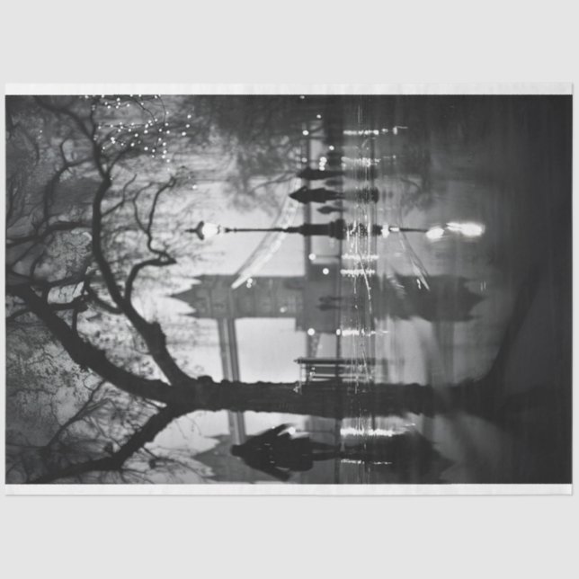 Papel De Seda Nuvem Branca Negra da Rua Noturna de Londres (Frente )