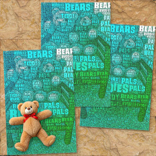 Papel De Seda Nuvem de Palavras Incorporada de Amigos do Urso Az