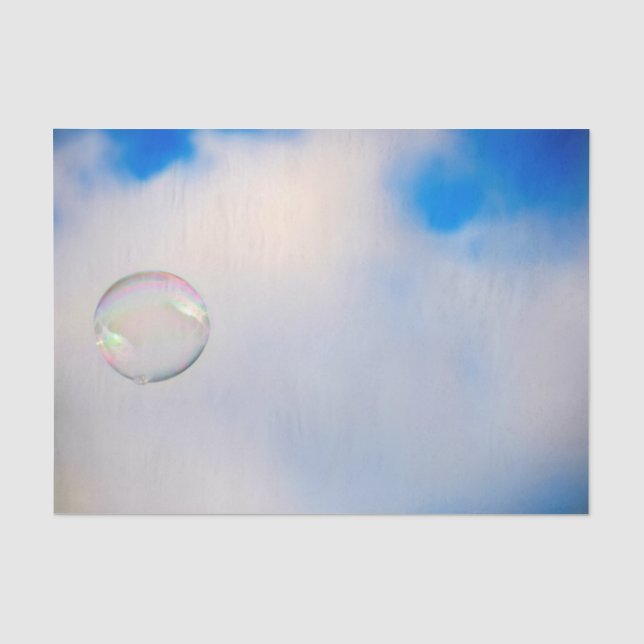 Papel De Seda Nuvens Bolha Azul Branco Céu Bonito (Frente )
