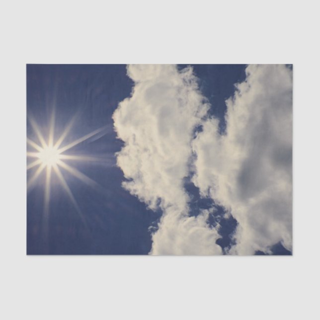 Papel De Seda Nuvens Brancas Céu Azul Sol Bonito (Frente )