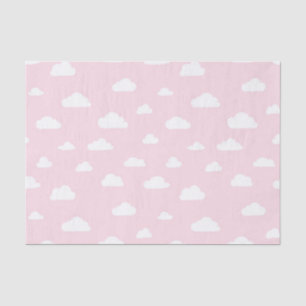 Papel De Seda Nuvens brancas de desenho em segundo plano rosa