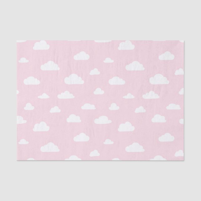Papel De Seda Nuvens brancas de desenho em segundo plano rosa (Frente )