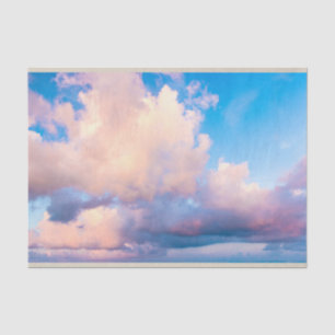 Papel De Seda Nuvens brancas e cor-de-rosa Decoupage do céu azul