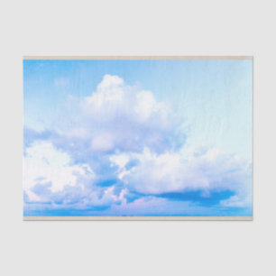 Papel De Seda Nuvens Brancas Fluffy - Decoupage do Céu Azul