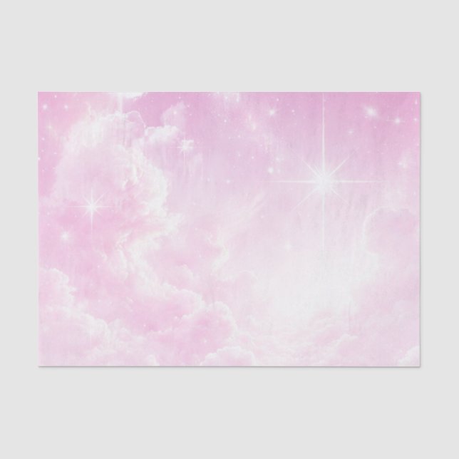 Papel De Seda Nuvens de Algodão Doce Rosa Céu Estrelado Festa de (Frente )