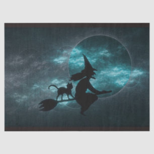 Papel De Seda Nuvens de Lua de Vassoura-de-bruxa do Halloween 