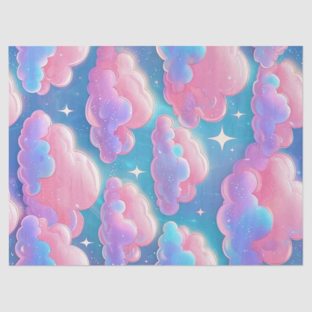 Papel De Seda Nuvens de Pastel Holo Fluffy (Frente )