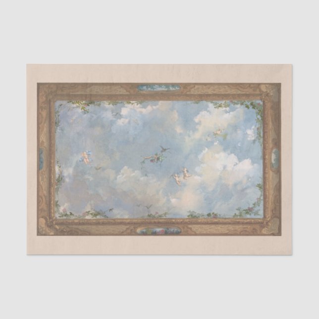 Papel De Seda Nuvens do Céu de Cherub Nuvens Douradas de Arte de (Frente )