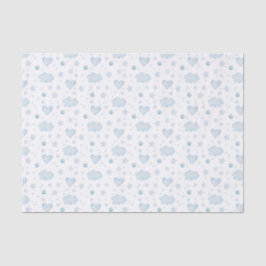 Papel De Seda Nuvens e Corações Azuis de Aquarela