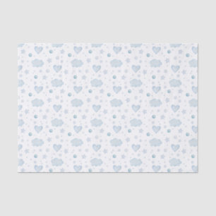 Papel De Seda Nuvens e Corações Azuis de Aquarela