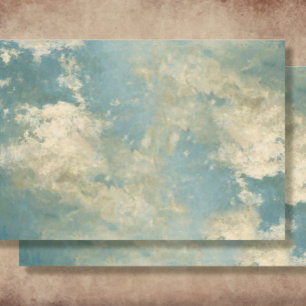 Papel De Seda Nuvens Impressionistas Nuvens de Céu Azul Elegante