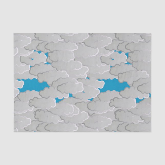 Papel De Seda Nuvens Japonesas, Dia de Verão, Branco e Azul do C (Frente )