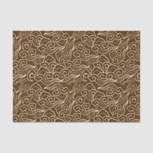Papel De Seda Nuvens japonesas do vintage, castanho chocolate