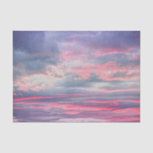Papel De Seda Nuvens Lindas Rosa Branco Azul Pintado Céu