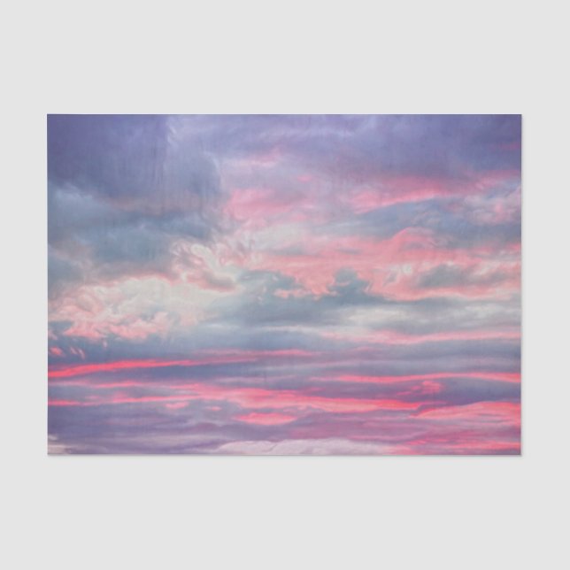 Papel De Seda Nuvens Lindas Rosa Branco Azul Pintado Céu (Frente )