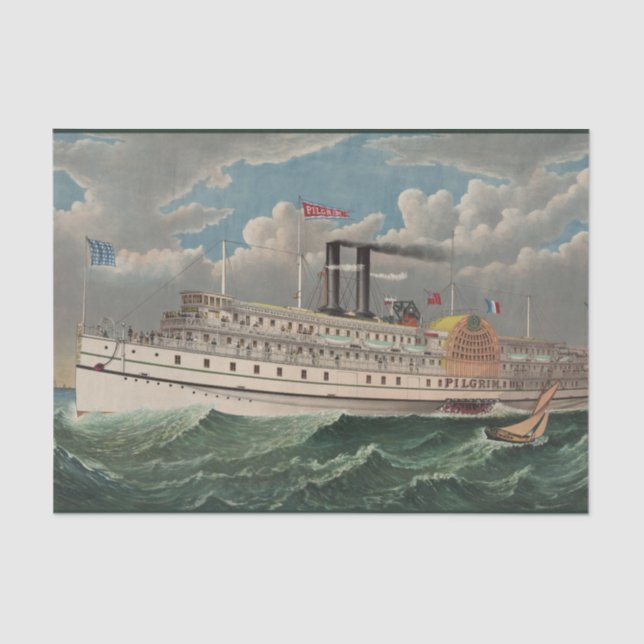 Papel De Seda NY Voyage Grand PaddleWheel Steamboat O Peregrino (Frente )