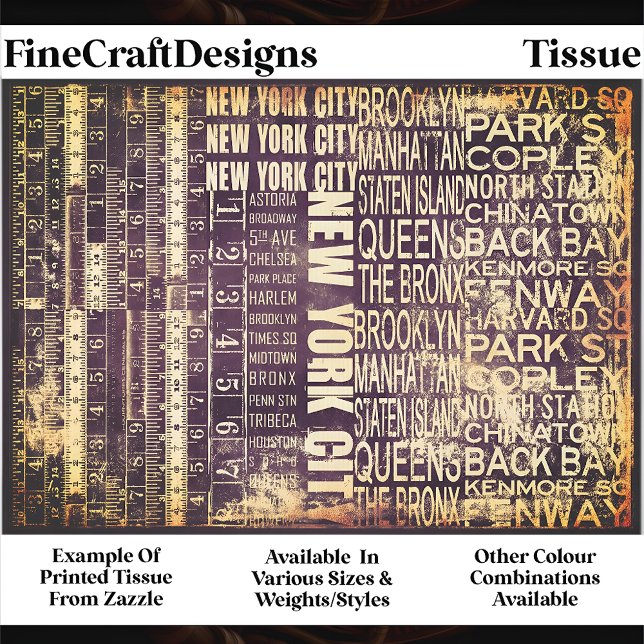 Papel De Seda NYC Urban Typography Collage Panel FB3 Decoupage (Criador carregado)