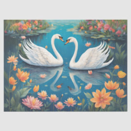 Papel De Seda O amor dos cisnes em um lago