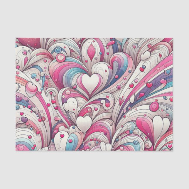 Papel De Seda O amor para sempre corações padrão (Frente )