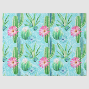 Papel De Seda O cacto floresce o succulent cor-de-rosa do verde