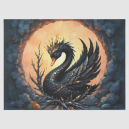 Papel De Seda O Cisne Obsidiano da Graça ao Luar. No crepúsculo
